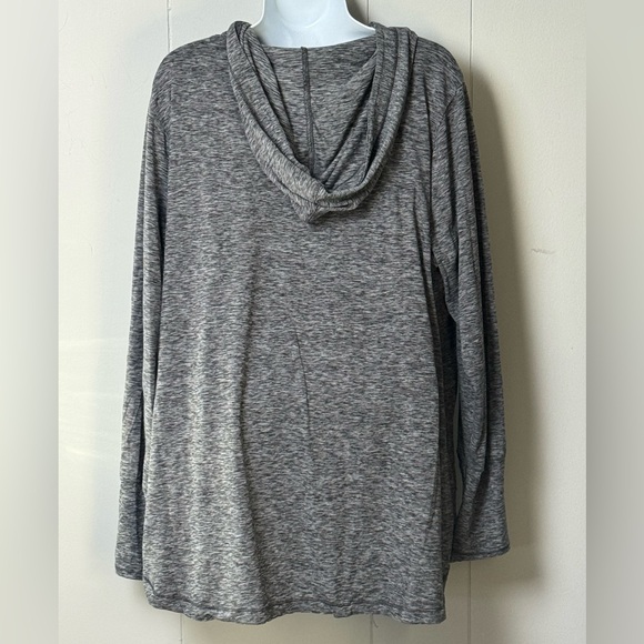 RBX Womens Loose Fit Heathered Gray Scuba Hooded Workout Top w Thumbholes Sz 2X - Picture 2 of 10